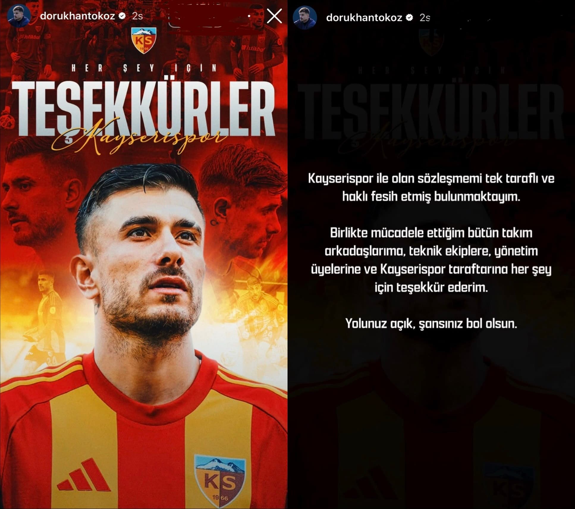 Dorukhan Toköz, Kayserispor’dan ayrıldığını duyurdu