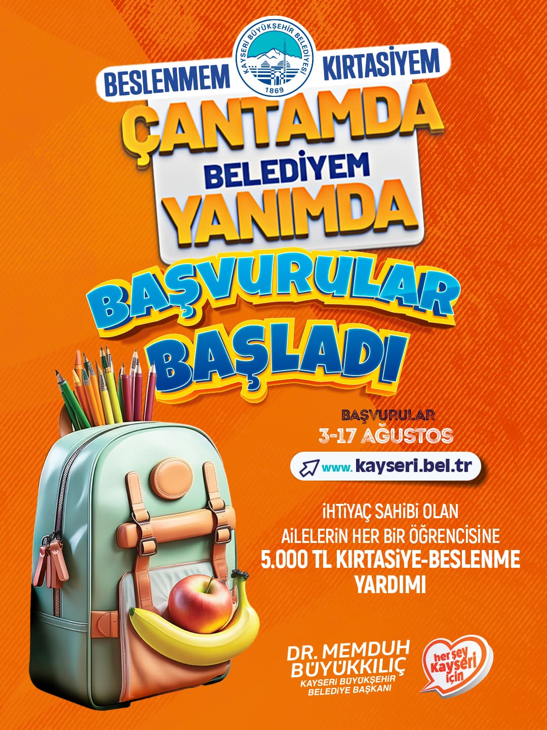 Büyükşehir’in 5 bin TL'lik eğitim desteği için başvuru süreci başladı
