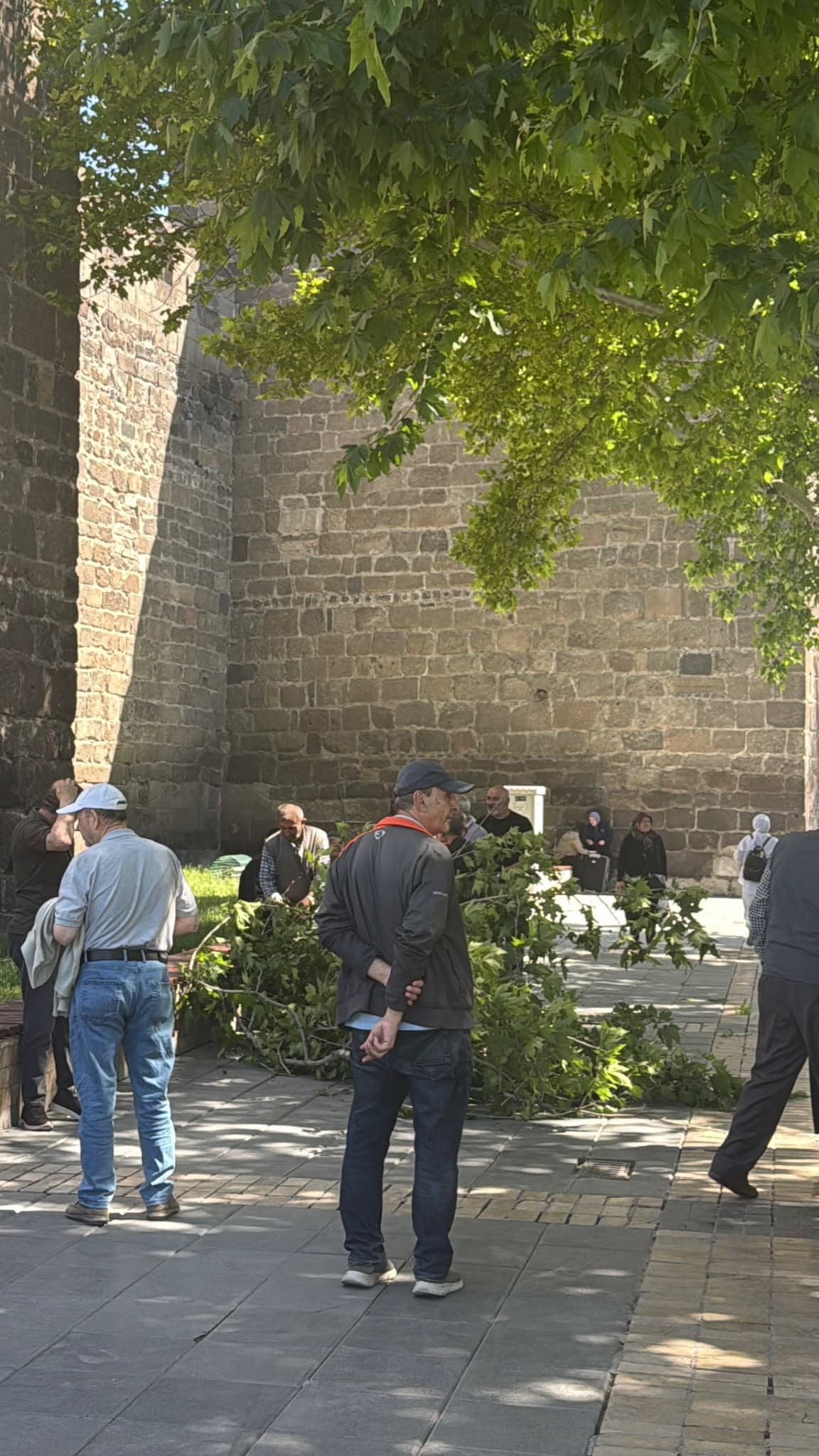 Kaleönünde oturan vatandaşların üstüne dal parçası düştü