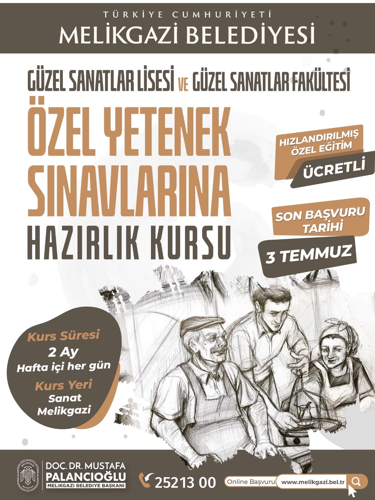 Melikgazi Belediyesi’nden Güzel Sanatlar Yetenek Sınavlarına hazırlık kursu