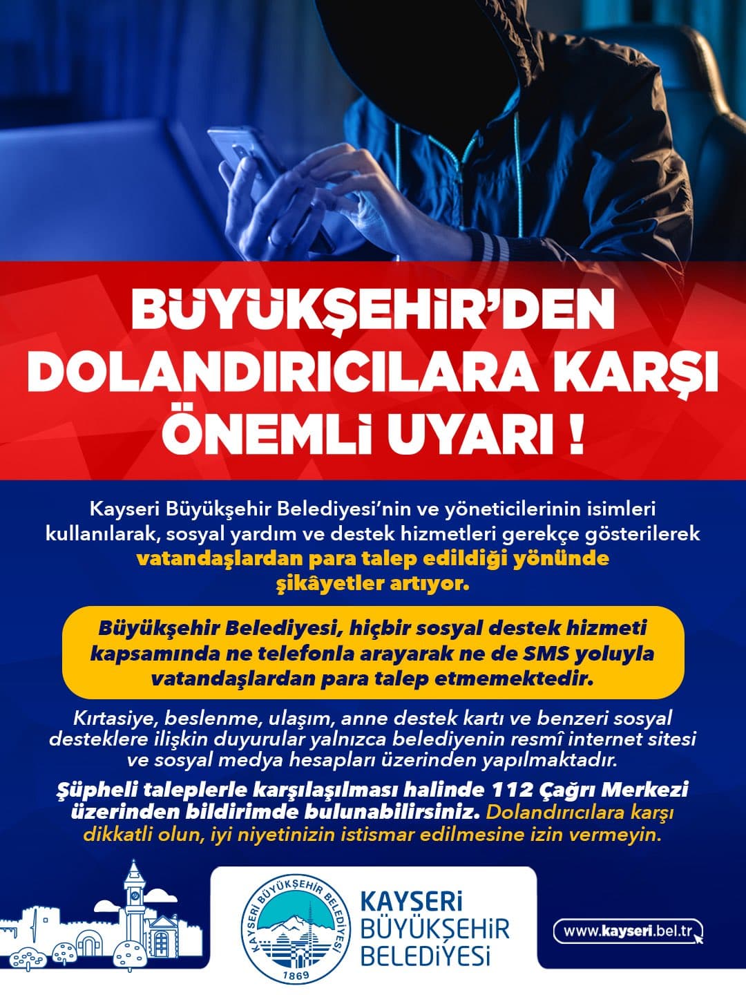 Büyükşehir'den, dolandırıcılara karşı uyarı