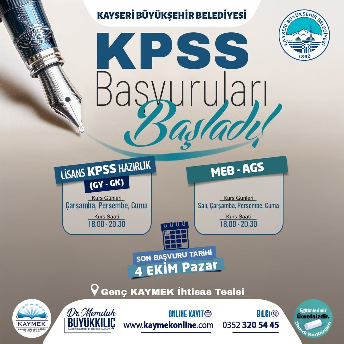 KPSS ve MEB-AGS hazırlık kursları başladı : Son başvuru 4 Ekim