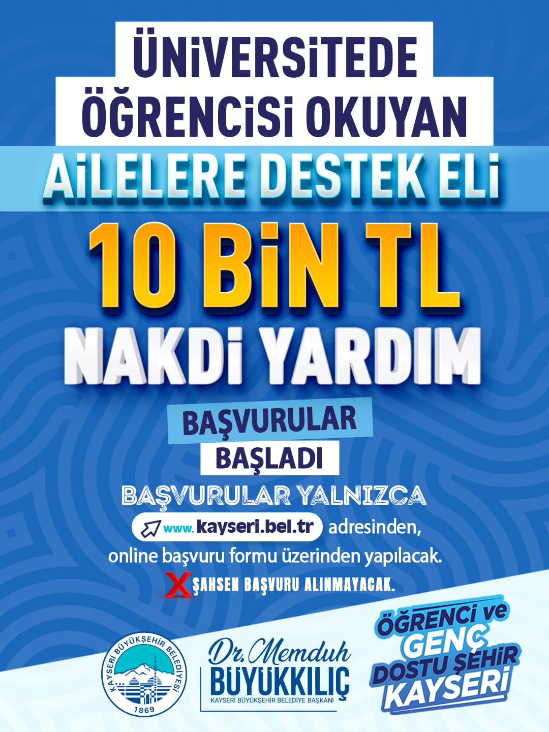 Üniversite öğrencisi bulunan dar gelirli ailelere yönelik 10 bin liralık nakdi destek başvuruları başladı